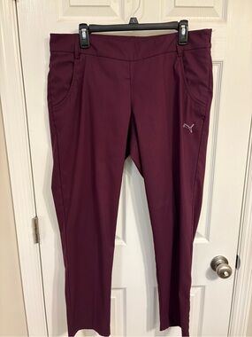 PUMA Sport Lifestyle Burgundy Stretch Golf Pants Size 14